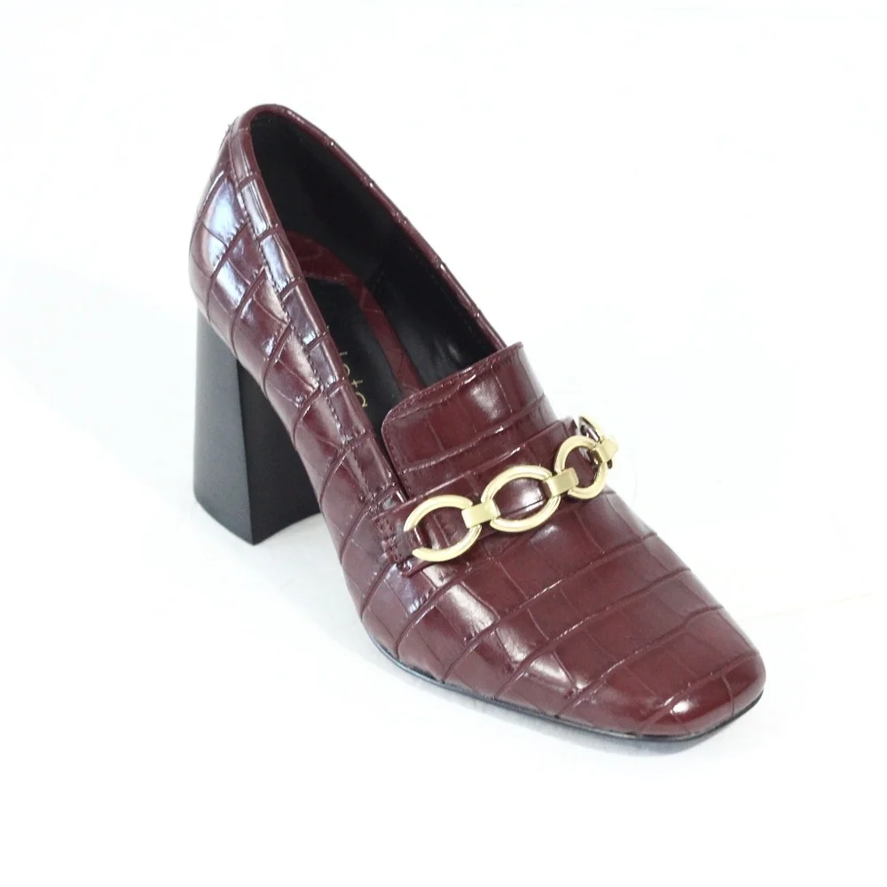 Violeta by Mango Block Heel Loafer NEW sz 6 Women Square Toe Shoes